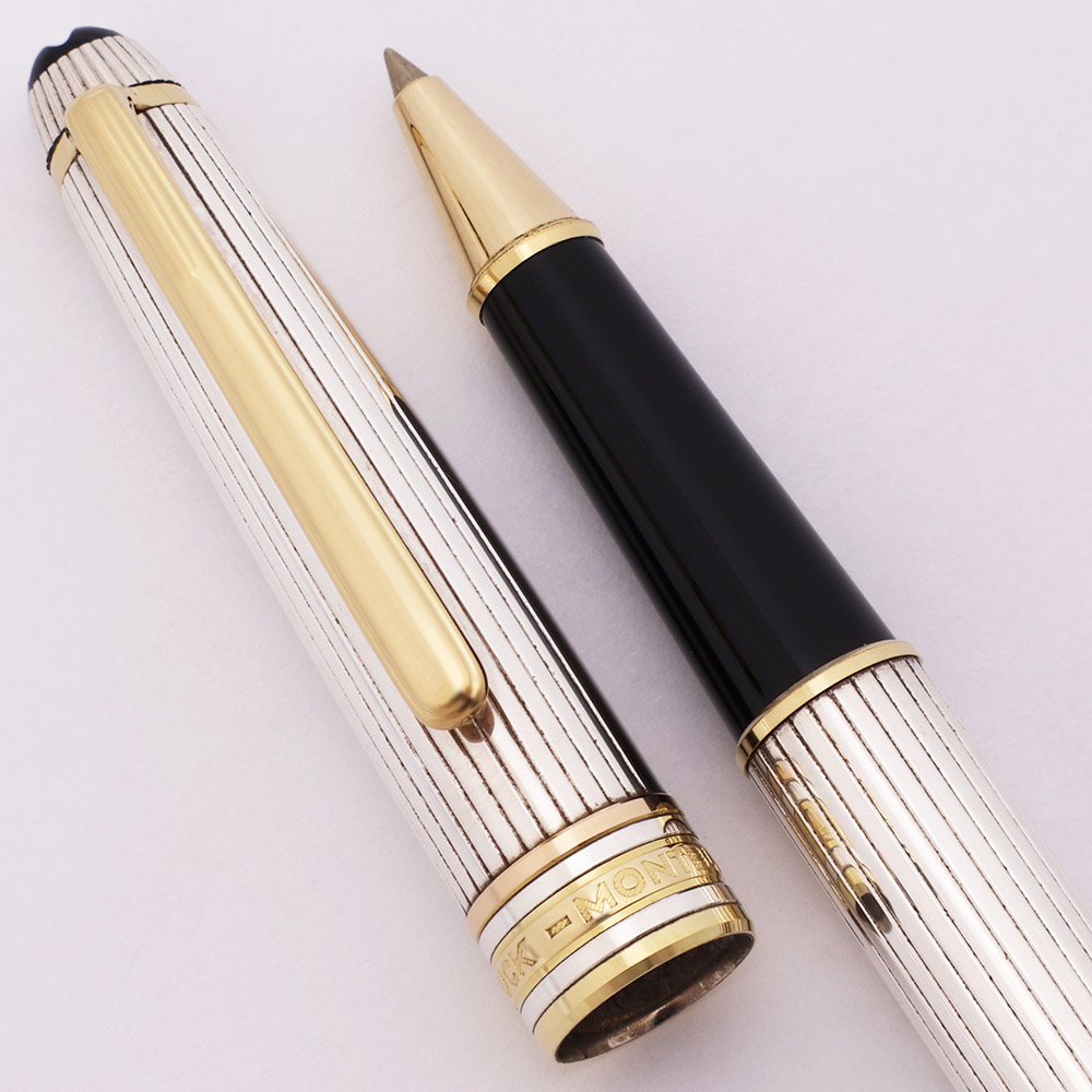 Montblanc Meisterstuck Solitaire 163 Rollerball (W. Germany) - 144 Size,  Sterling, Pinstripe (Excellent +, Works Well)